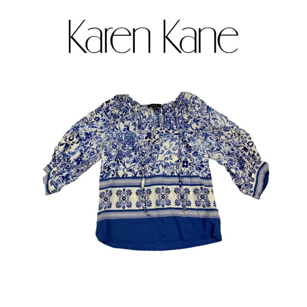 Karen Kane Blue& White Top. Sz S